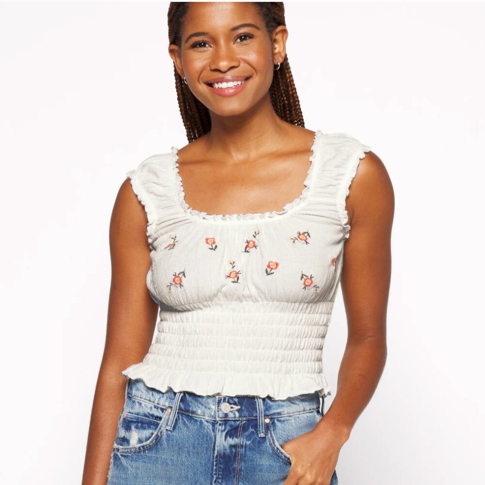 Daisy & Delilah Amada Smocked Crop Knit Tank